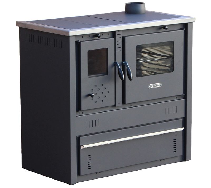 Celimika Eco Cuisinière à Bois A+ 10 Kw Poêle à Bois Avec Four Evacuation Droite D.150 Mm