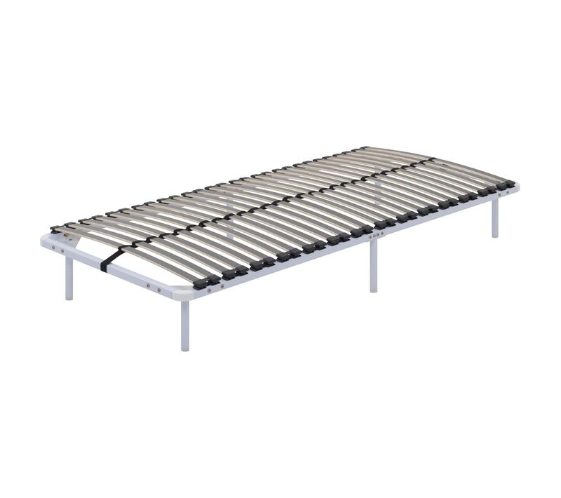 Ortho Sommier à Lattes En Acier Avec Bande Stabilisatrice Blanc 90x190 Cm Avec Pieds