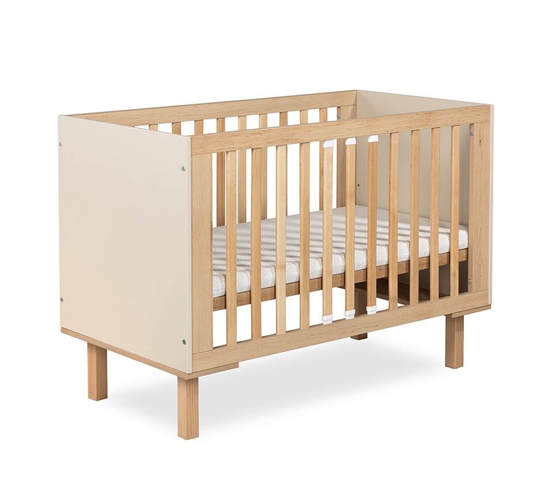 Laura Lit Bébé évolutif à Barreaux Avec Barrière De Sécurité 120x60 Champagne Sans Plan à Langer