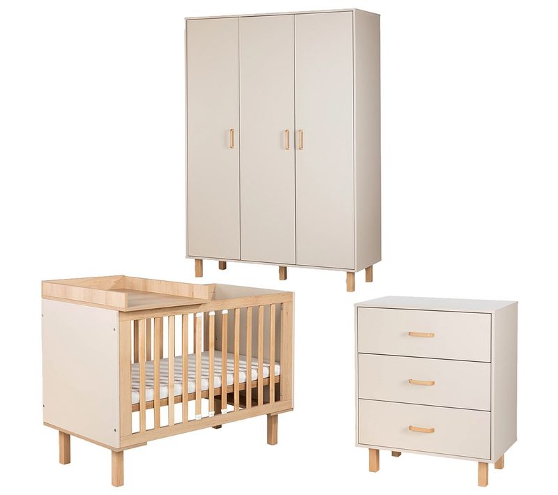 Laura Chambre Bébé Armoire Commode Et Lit évolutif 120x60 Champagne + Plan à Langer Lit