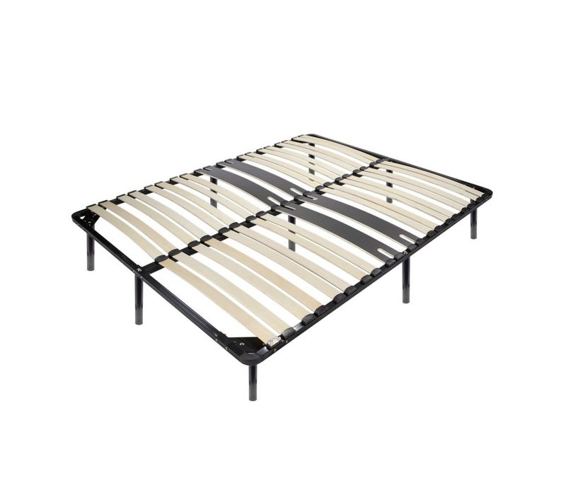 Cama Sommier Ergonomique à Lattes Avec Zone Lombaire Renforcée 180x200 + Pieds