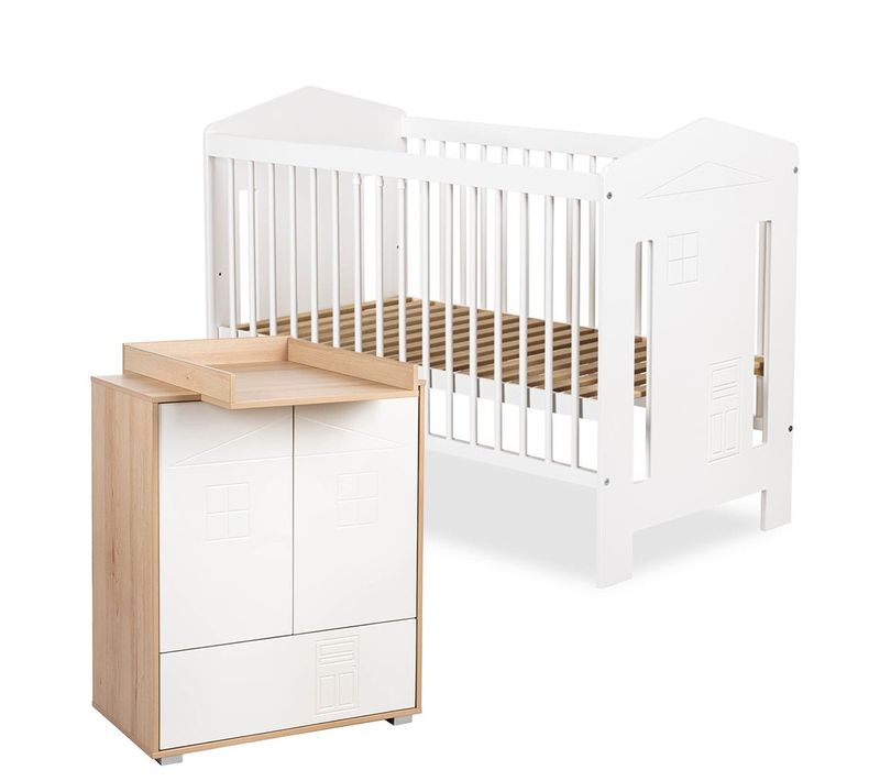 Ida Ensemble Lit Bébé évolutif Et Commode 120x60 Sans Barrière Blanc