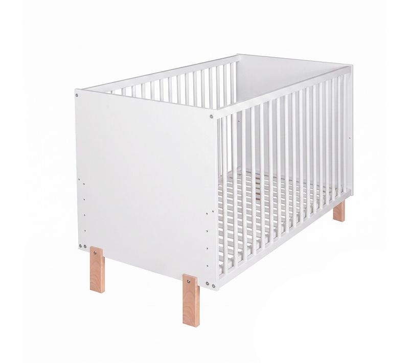 Matti Lit Bébé évolutif À Barreaux Pieds Droits Blanc 120x60 Cm