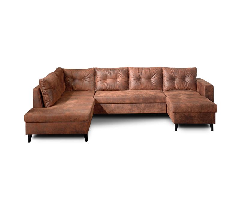 Nordic - Canapé Panoramique En U - 7 Places - Convertible - Industriel Vintage - Angle Gauche Marron