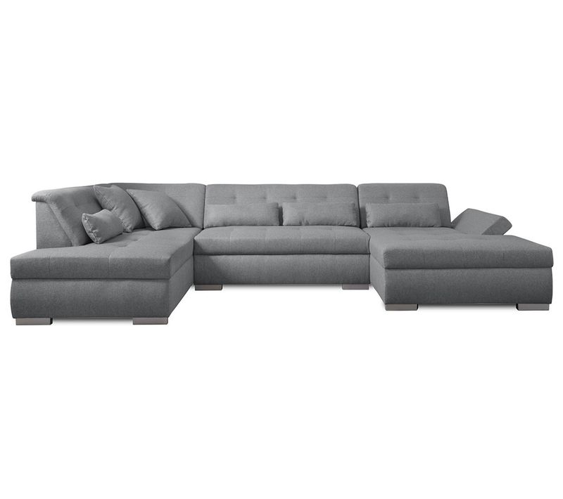 Vermont - Canapé Panoramique D'angle Gauche - 7 Places - XXL Gris Clair