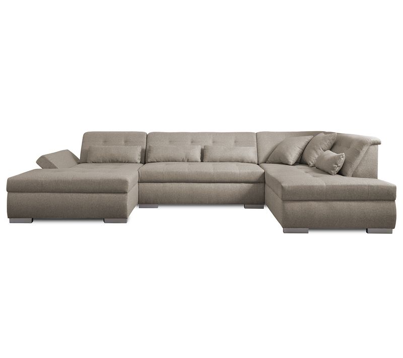 Canapé Angle Droit Convertible 7 Places Vermont En Simili/tissu Beige