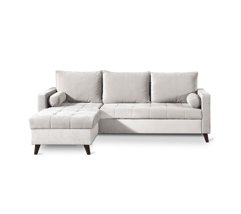 Polar - Canapé D'angle Réversible Convertible - En Velours Au Design Scandinave - 4 Places