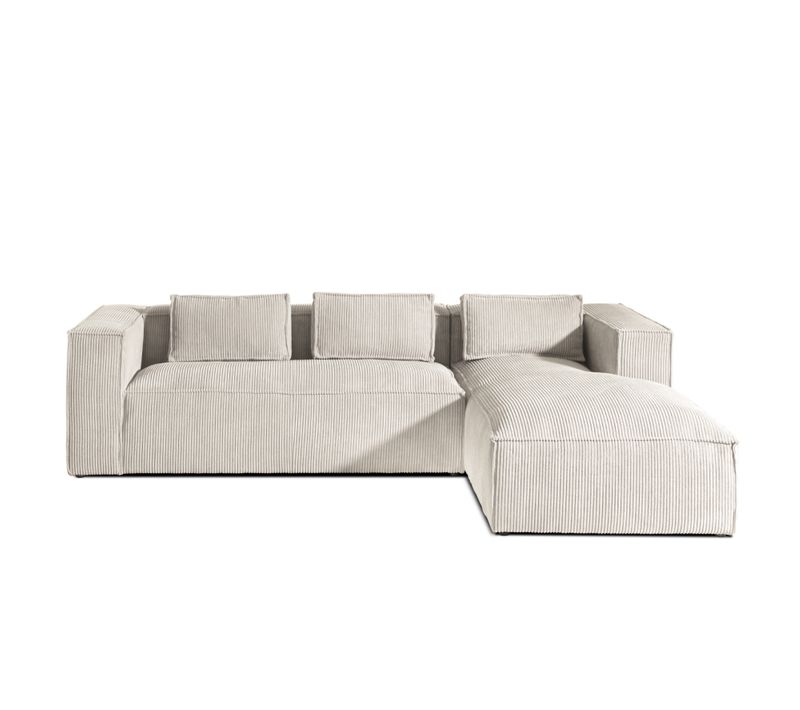 Stella - Canapé D'angle - En Velours Côtelé - 4 Places -style Contemporain - Droit Beige