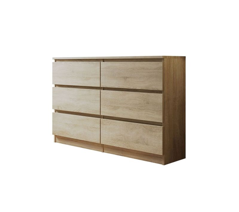 Celia - Commode 6 Tiroirs - Effet Bois - 120 Cm - Style Contemporain