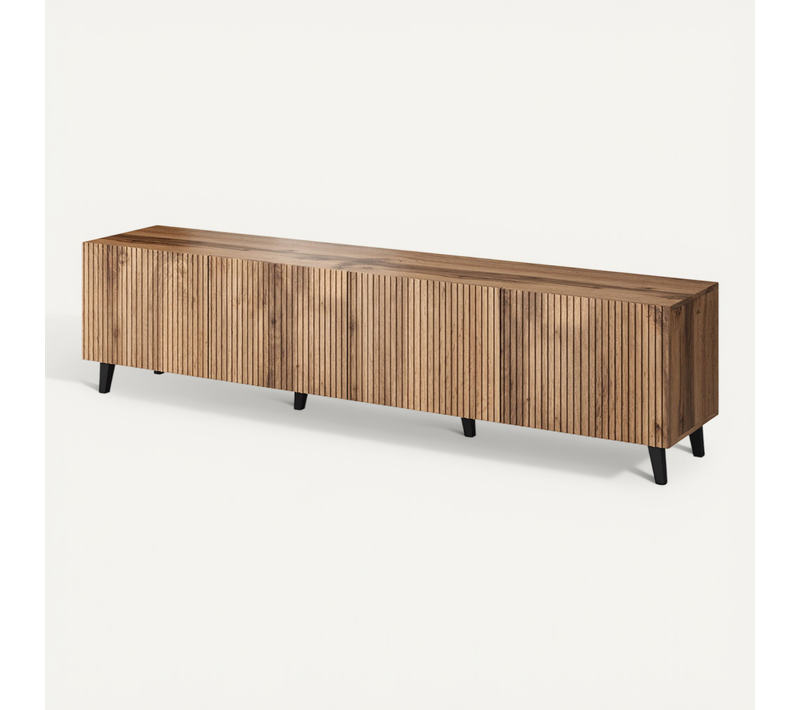 Come - Meuble TV - Effet Bois - 4 Portes - 200 Cm