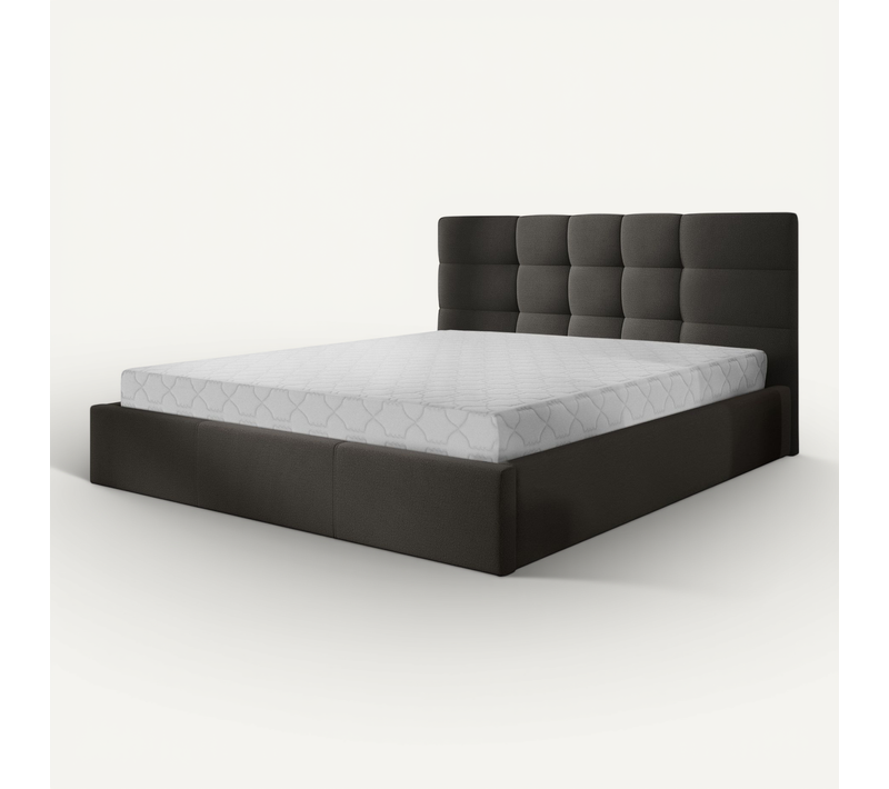 Mael - Lit Coffre - 160x200 - En Tissu - Sommier Inclus Gris Anthracite