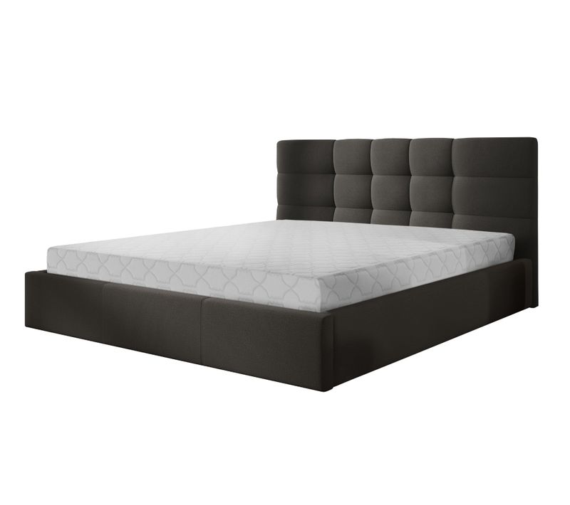 Mael - Lit Coffre - 180x200 - En Tissu - Sommier Inclus Gris Anthracite