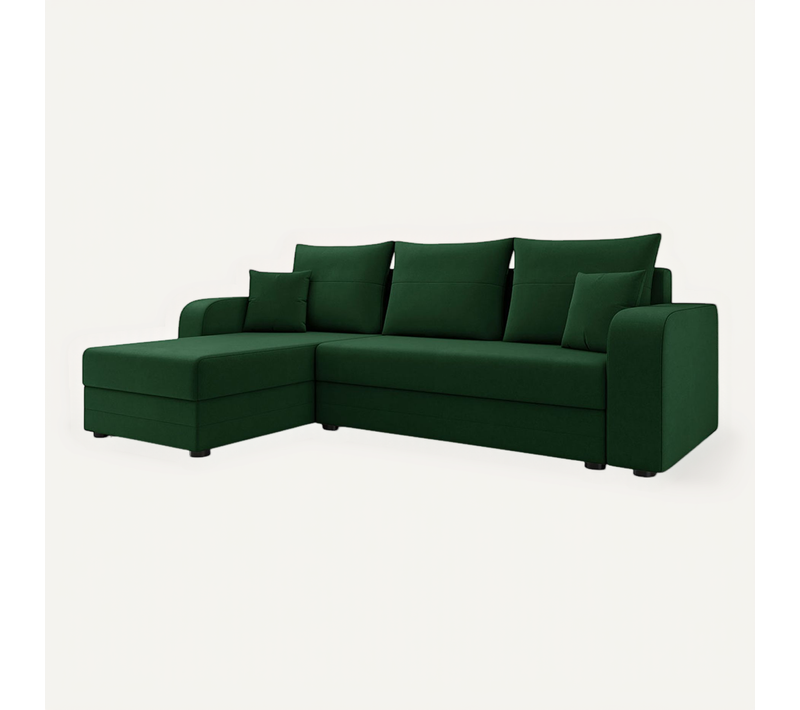 Canapé Angle Réversible Convertible 4 Places Harvey En Velours Vert