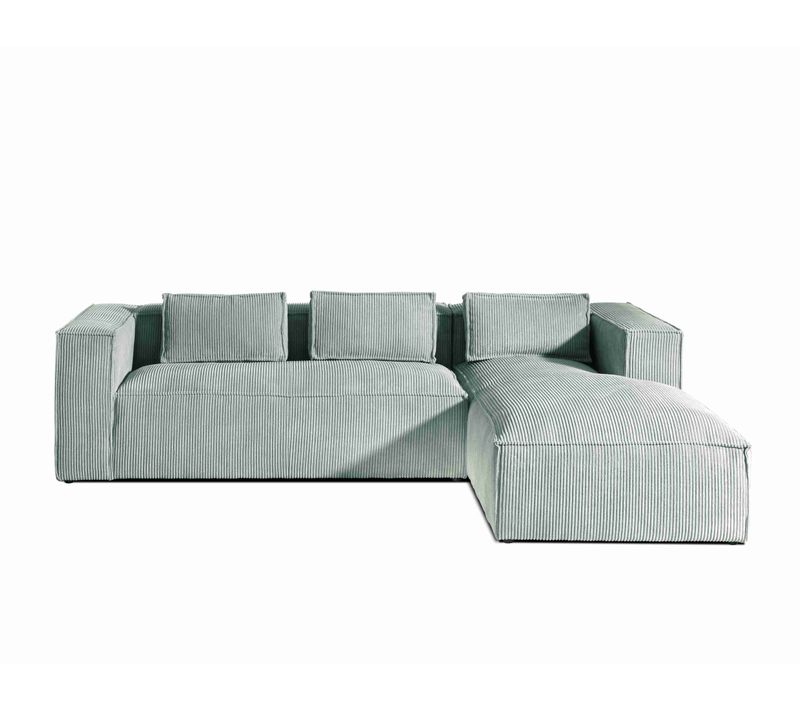 Stella - Canapé D'angle - En Velours Côtelé - 4 Places -style Contemporain - Droit Bleu