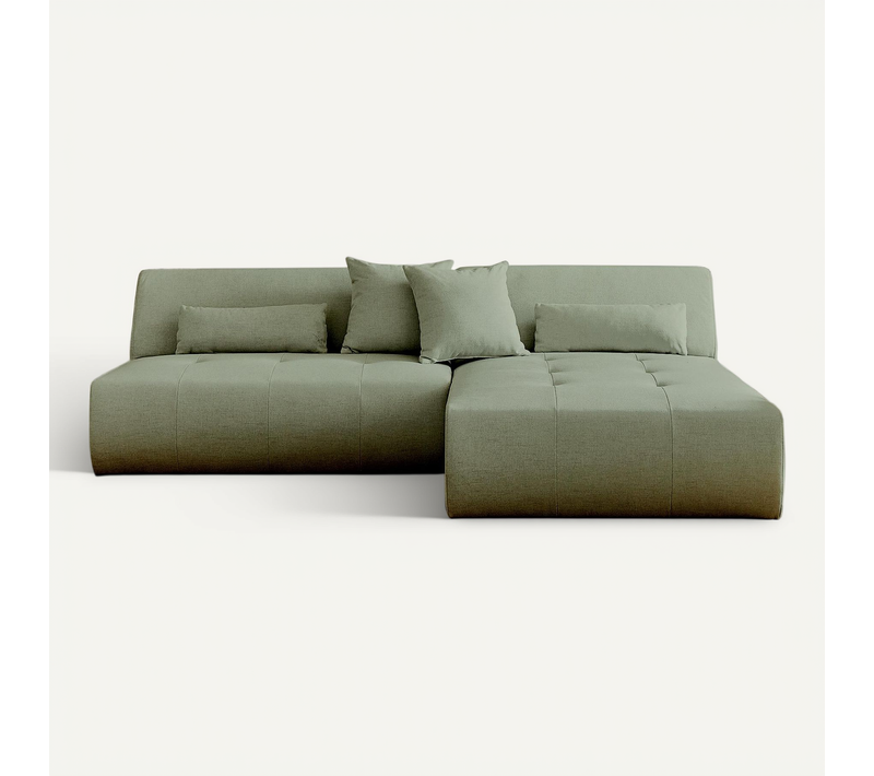Onyx - Canapé Modulable D'angle  4 Places - En Tissu Vert Sauge