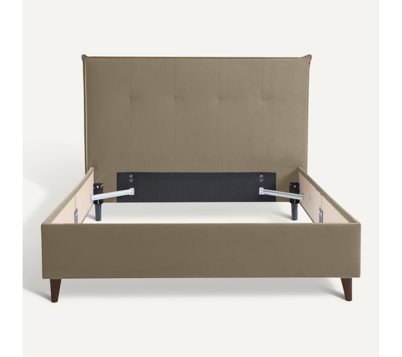 Dali - Cadre De Lit - 140x190 - En Velours Taupe