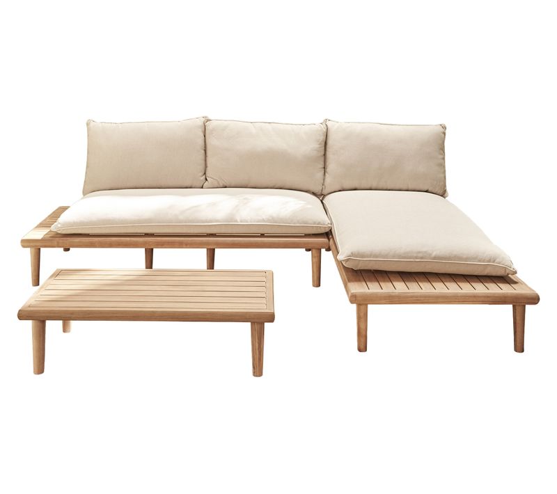 Papeete - Salon Bas De Jardin 4 Places + Table - En Bois D'acacia Fsc  100%