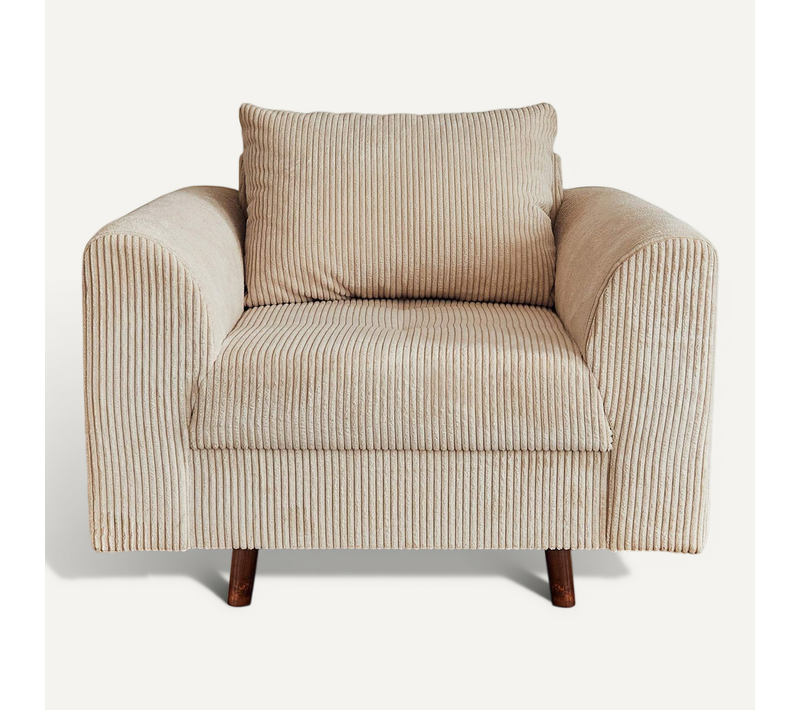 Rune - Fauteuil - En Velours Côtelé Beige