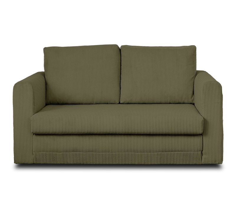 Canapé Droit Convertible 2 Places Marilia En Velours Côtelé Vert