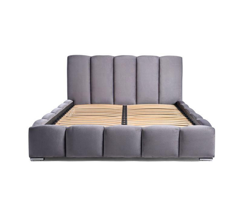 Torreon - Lit Coffre - 160x200 - Sommier Inclus - En Velours Gris Foncé