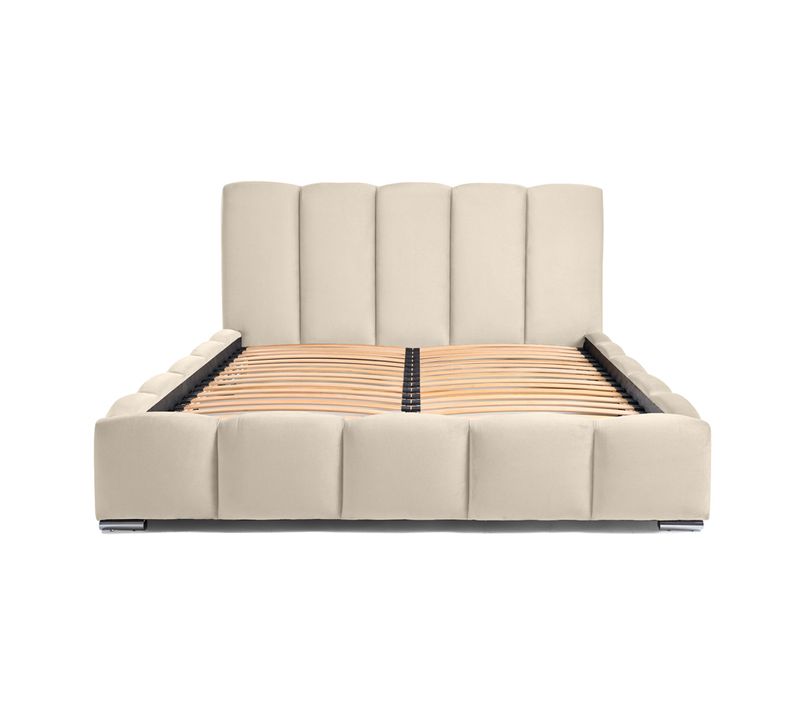 Torreon - Lit Coffre - 160x200 - Sommier Inclus - En Velours Beige