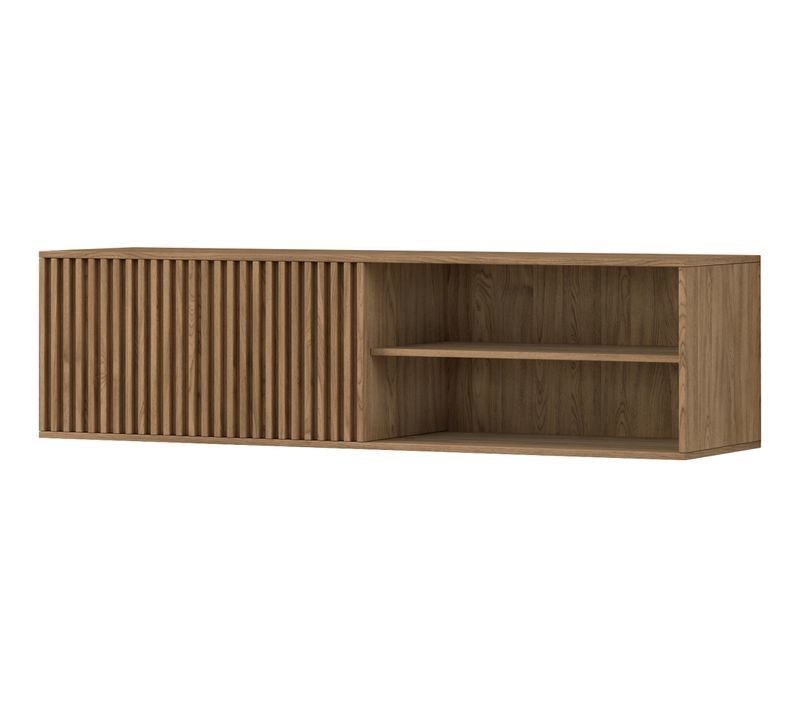 Portmore - Meuble TV Suspendu - Effet Bois - 2 Niches Et 1 Porte - 150 Cm