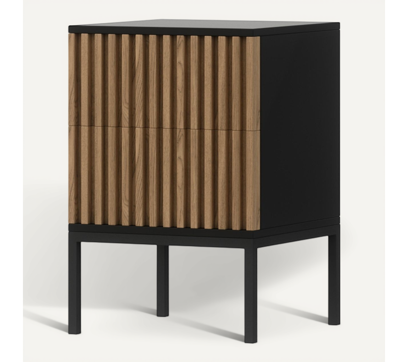 Savanna - Table De Chevet - Effet Bois Et Noir - 40 Cm