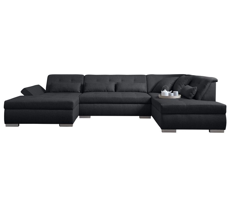 Vermont - Canapé Panoramique D'angle Droit - 7 Places - XXL Noir