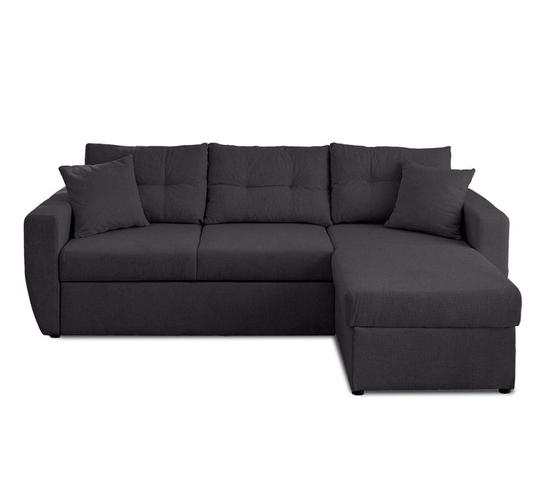 Astoria - Canapé D'angle Réversible 4 Places - Convertible Avec Coffre - En Tissu Texturé Gris Foncé