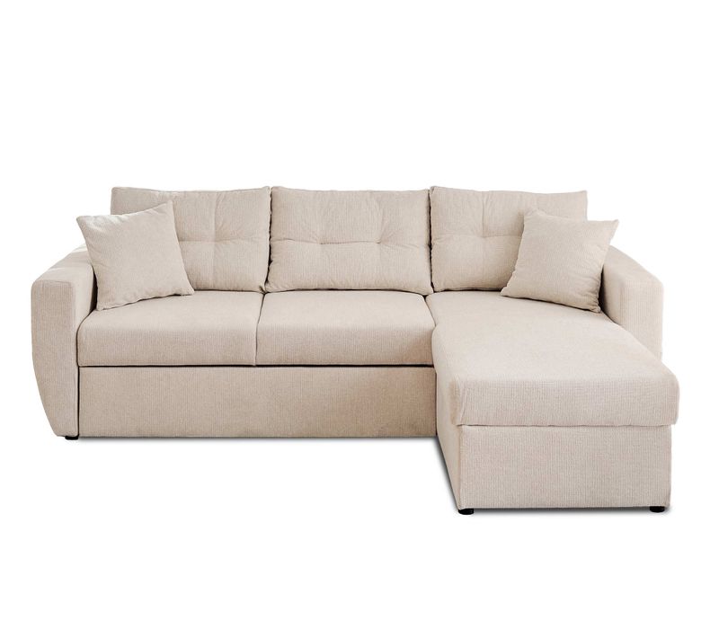 Astoria - Canapé D'angle Réversible 4 Places - Convertible Avec Coffre - En Tissu Texturé Beige