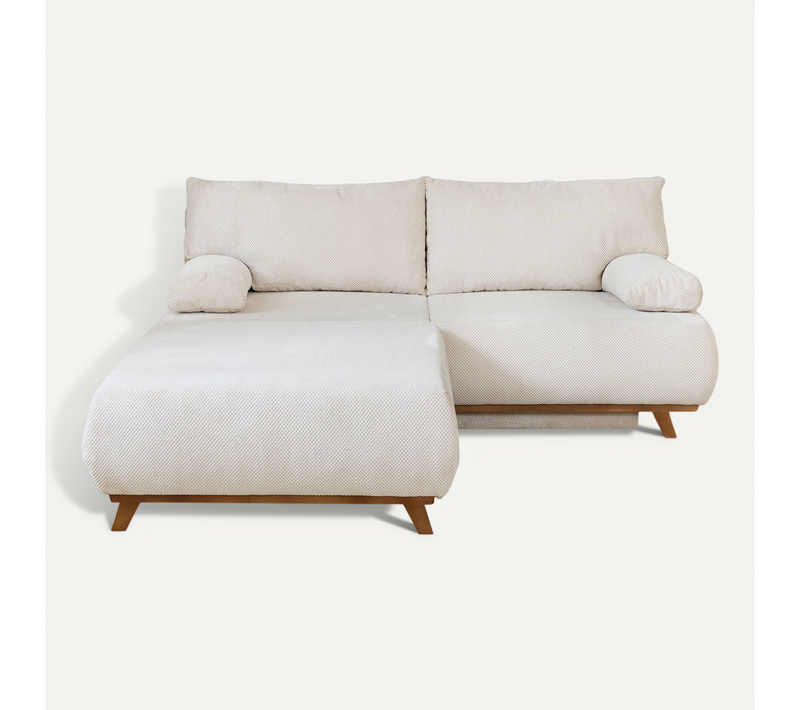 Canapé Droit Convertible 4 Places Cristal En Velours Texturé Beige