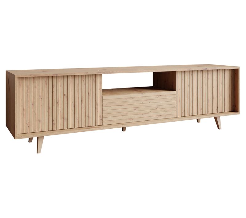 Diego - Meuble TV - Effet Bois - 2 Portes Et 1 Niche -180 Cm