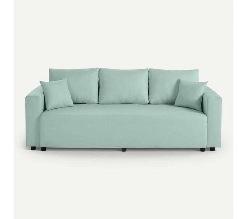 Canapé Droit Convertible 3 Places Regala En Tissu Bleu Ciel