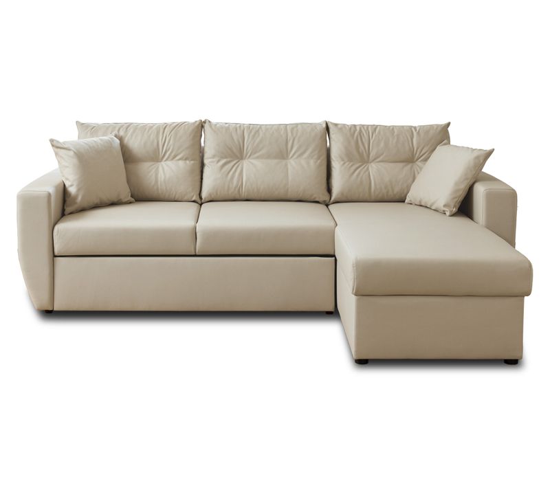 Astoria - Canapé D'angle Réversible 4 Places - Convertible Avec Coffre - En Simili Beige