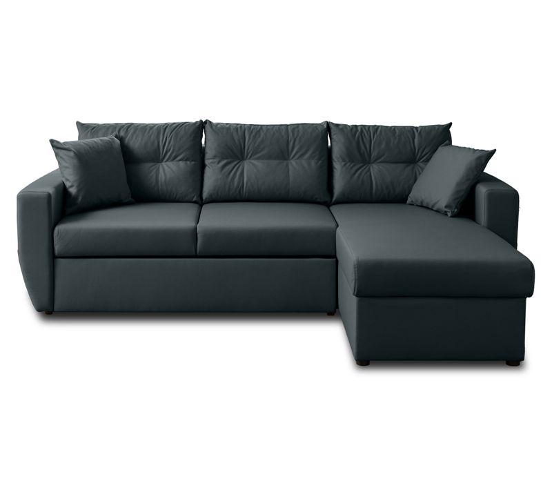 Astoria - Canapé D'angle Réversible 4 Places - Convertible Avec Coffre - En Simili Gris Anthracite