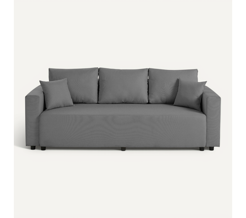 Canapé Droit Convertible 3 Places Regala En Tissu Gris