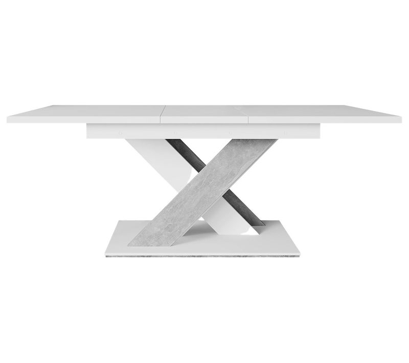Buriti - Table à Manger Extensible - Blanc Et Effet Marbre - 4 à 6 Personnes