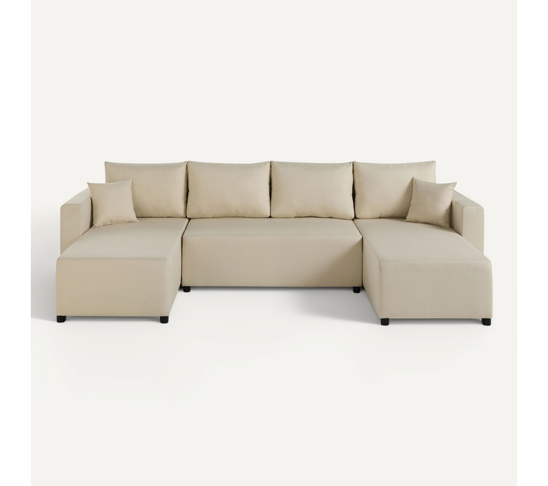 Canapé Panoramique 7 Places Regala En Tissu Beige