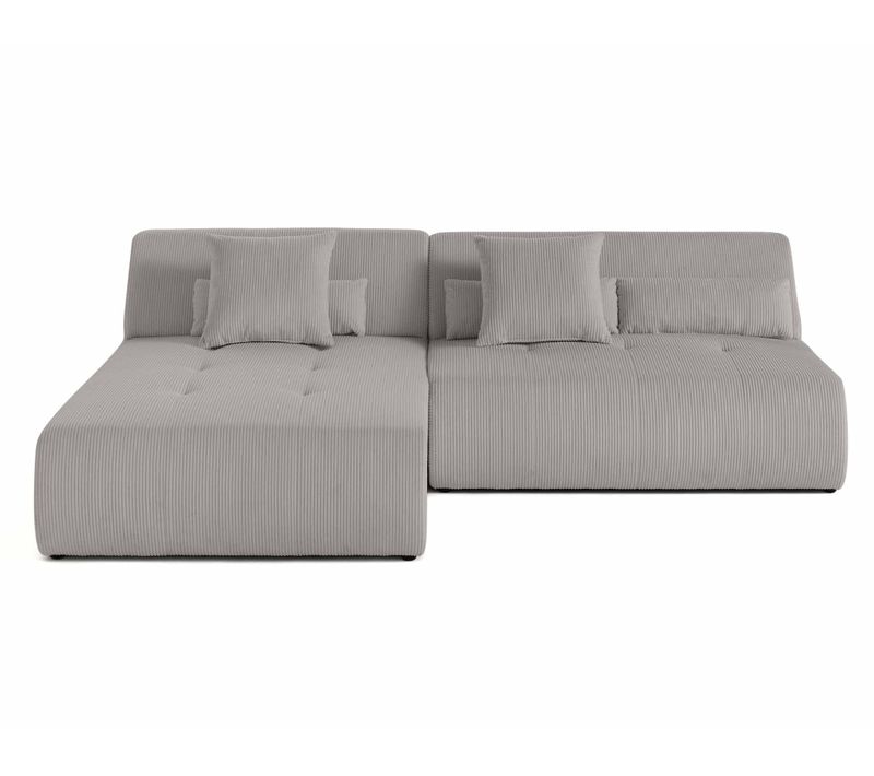 Onyx - Canapé Modulable D'angle 4 Places - En Velours Côtelé Gris Clair