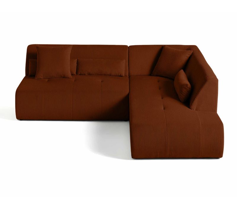 Onyx - Canapé Modulable D'angle Droit - 5 Places - En Velours Côtelé Terracotta