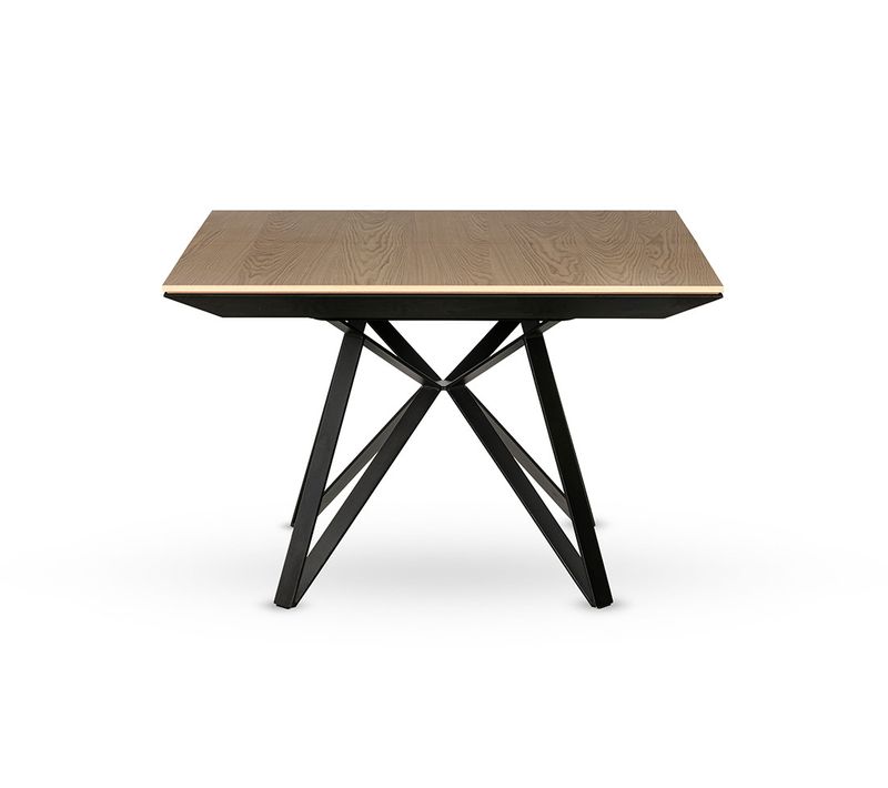 Belize - Table à Manger Carrée Extensible - Effet Bois Et Métal - 4 à 8 Personnes