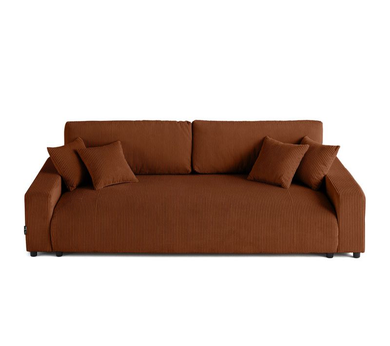 Canapé  Convertible 3 Places Pivoine En Velours Côtelé Terracotta