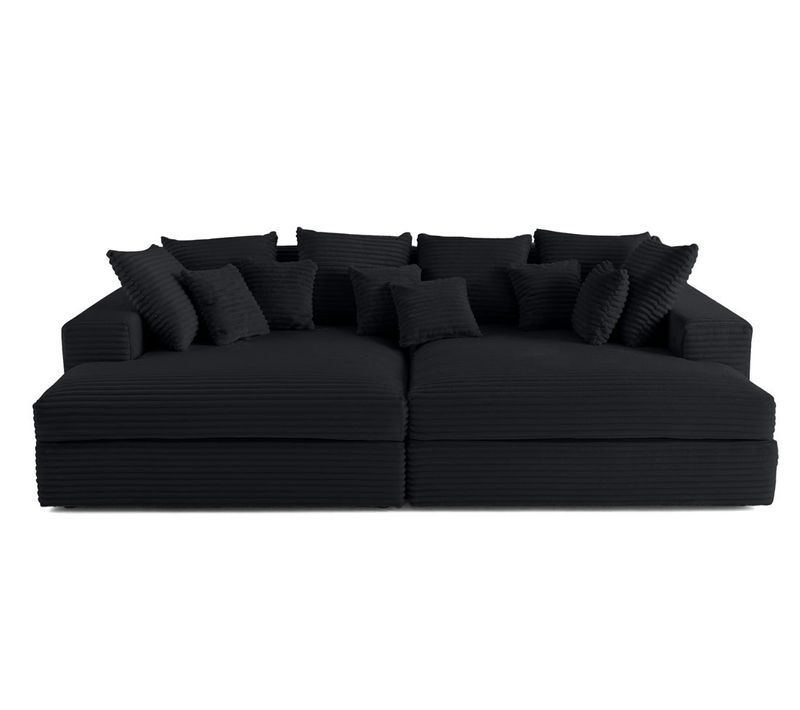 Collins - Canapé Droit 4 Places Avec Double Méridienne - Assise Profonde - Velours Côtelé Grosses Cô