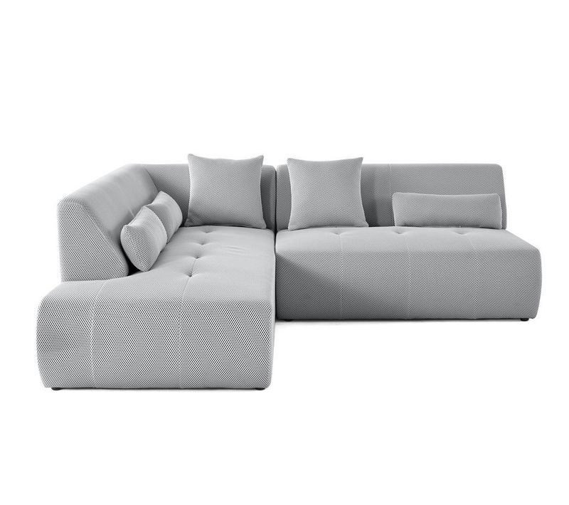 Onyx - Canapé Modulable D'angle Gauche - 5 Places - En Tissu Mailles 3d Gris Clair