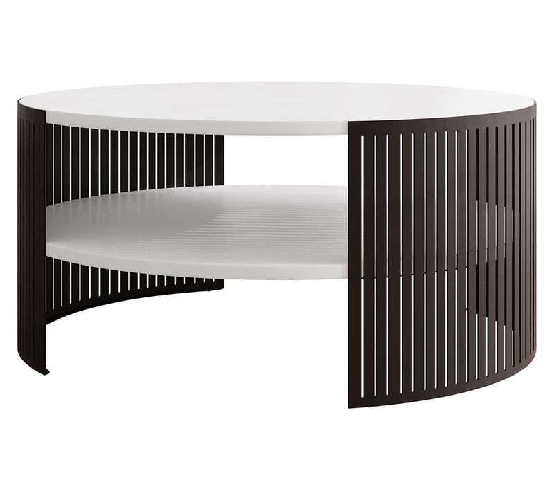 Cruz - Table Basse Ronde - Blanc Et Noir - 1 Niche - 75 Cm