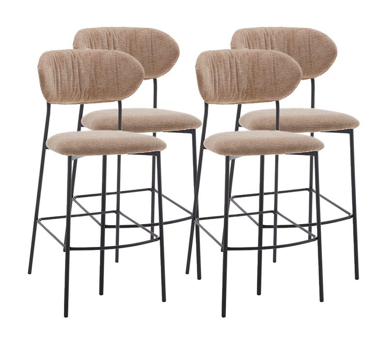 Rosita - Lot De 4 Tabourets De Bar - En Tissu - Beige