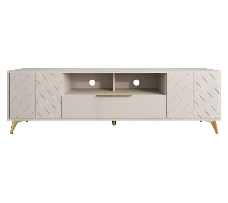 Boccioni - Meuble TV - Beige - 2 Portes, 1 Tiroir Et 1 Niche - 200 Cm