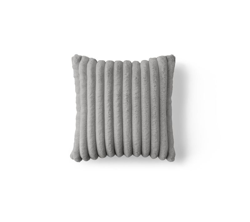 Coussin En Fausse Fourrure Côtelé Et Velours Gris Clair 40 X 40 Cm