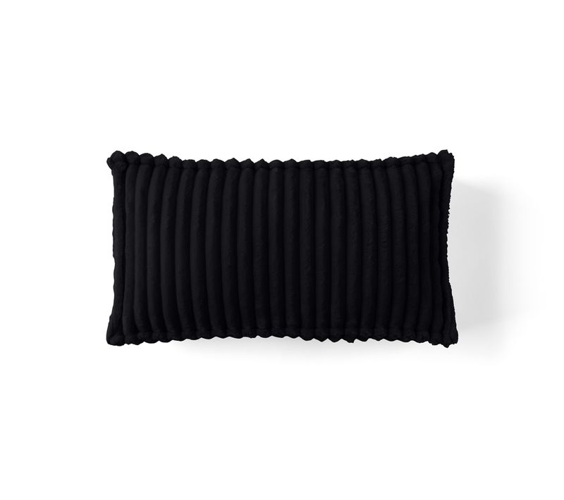 Coussin En Velours Grosse Côte Noir 32 X 57 Cm