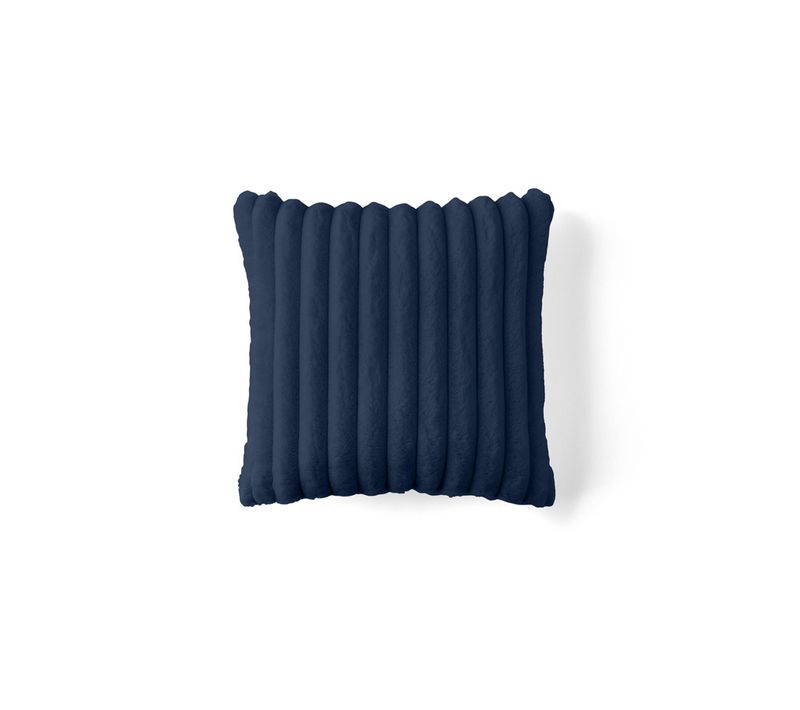 Coussin En Fausse Fourrure Côtelée Bleu Ardoise 40 X 40 Cm